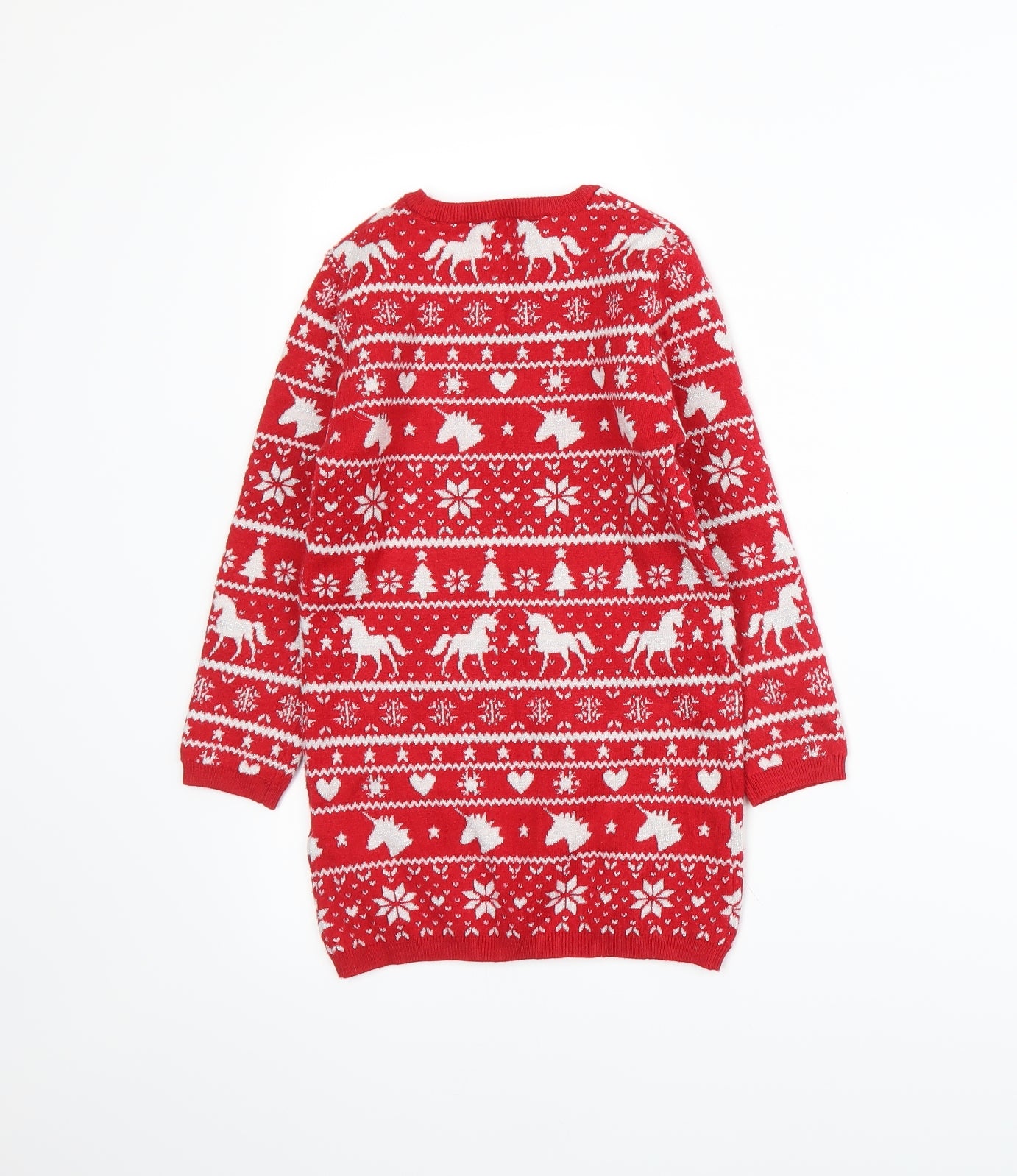E-vie Girls Red Fair Isle Knit Pullover Jumper