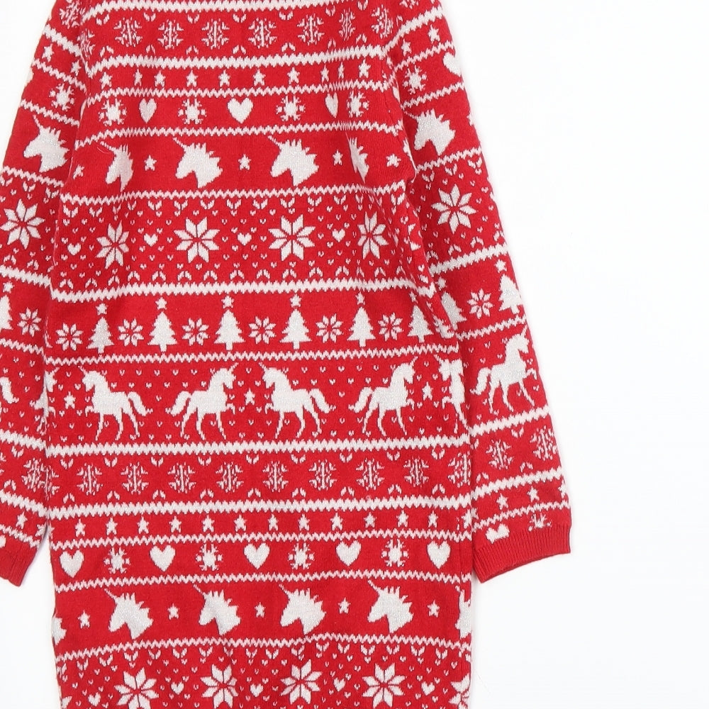 E-vie Girls Red Fair Isle Knit Pullover Jumper