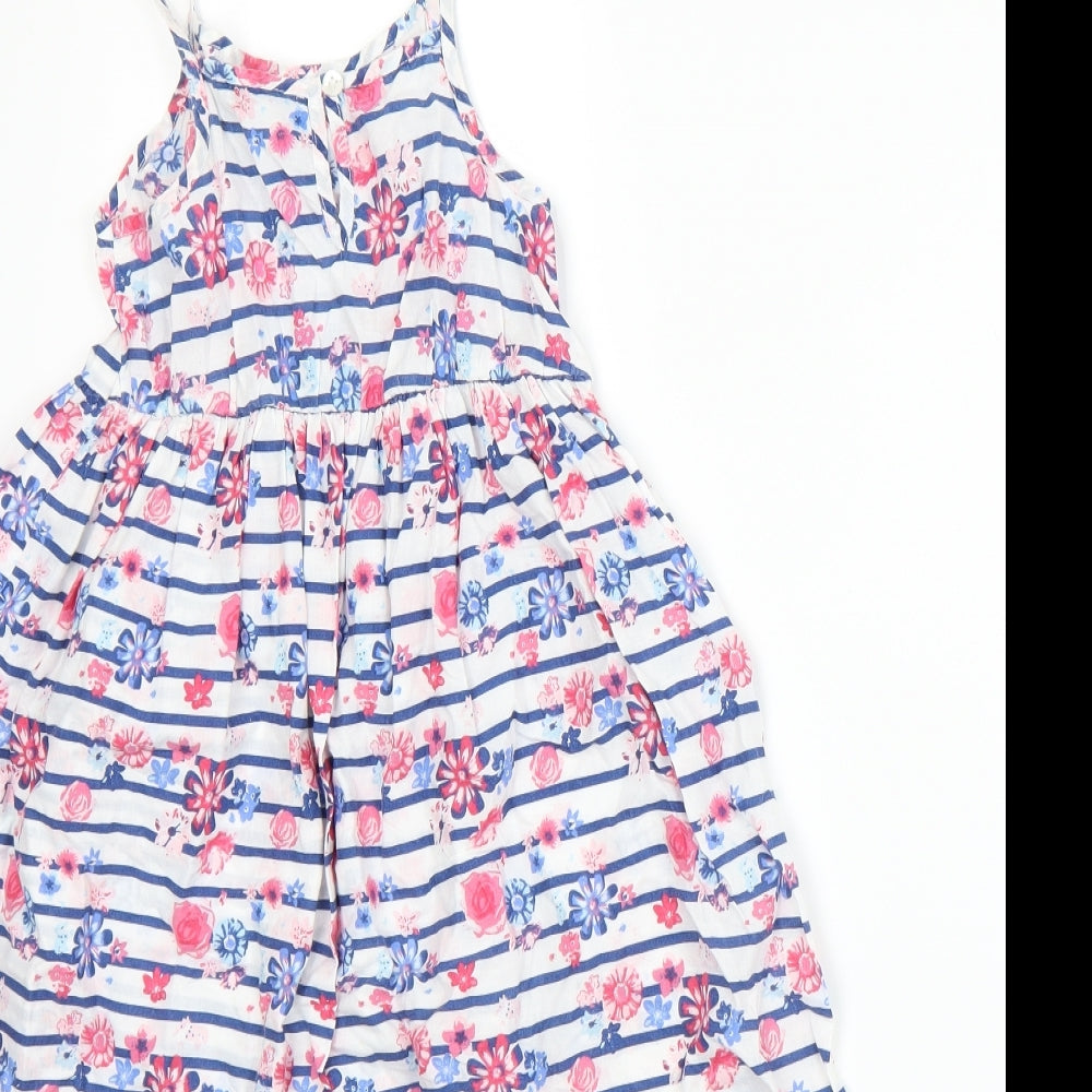 Primark Girls White Floral  Romper One-Piece Size 6-7 Years