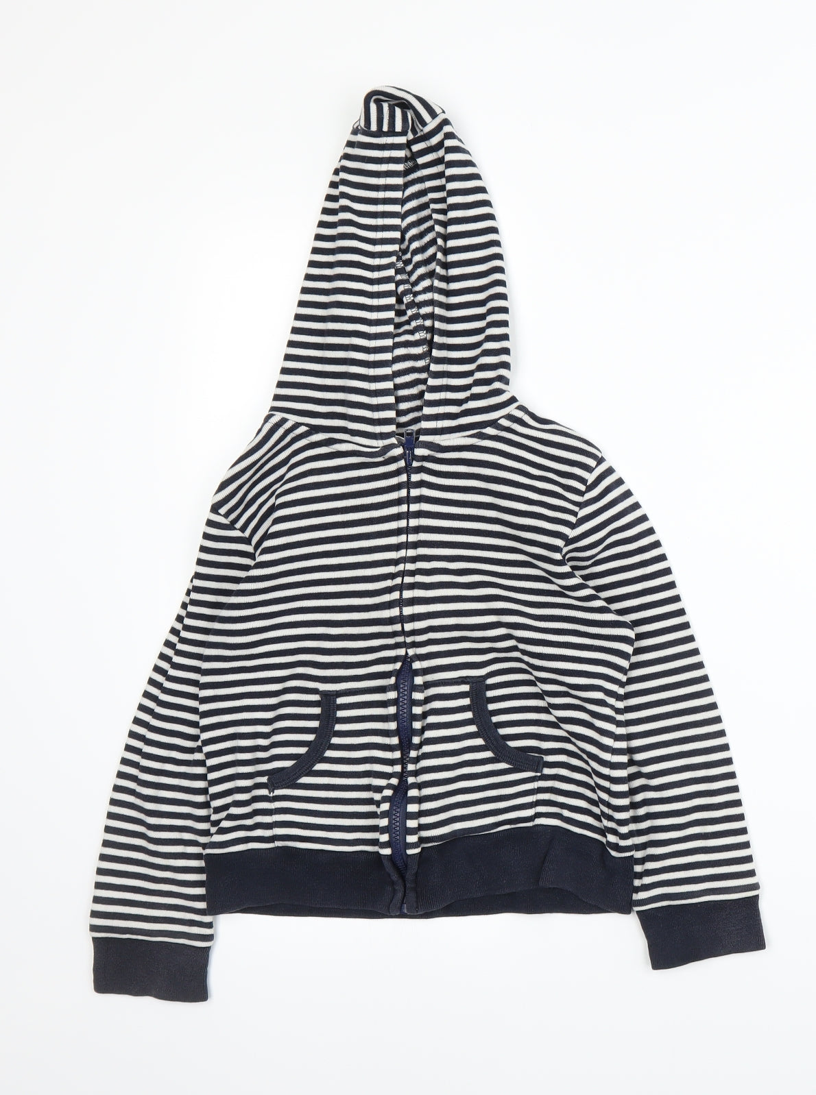 NEXT Boys Black Striped  Full Zip Hoodie Size 6-7 Years