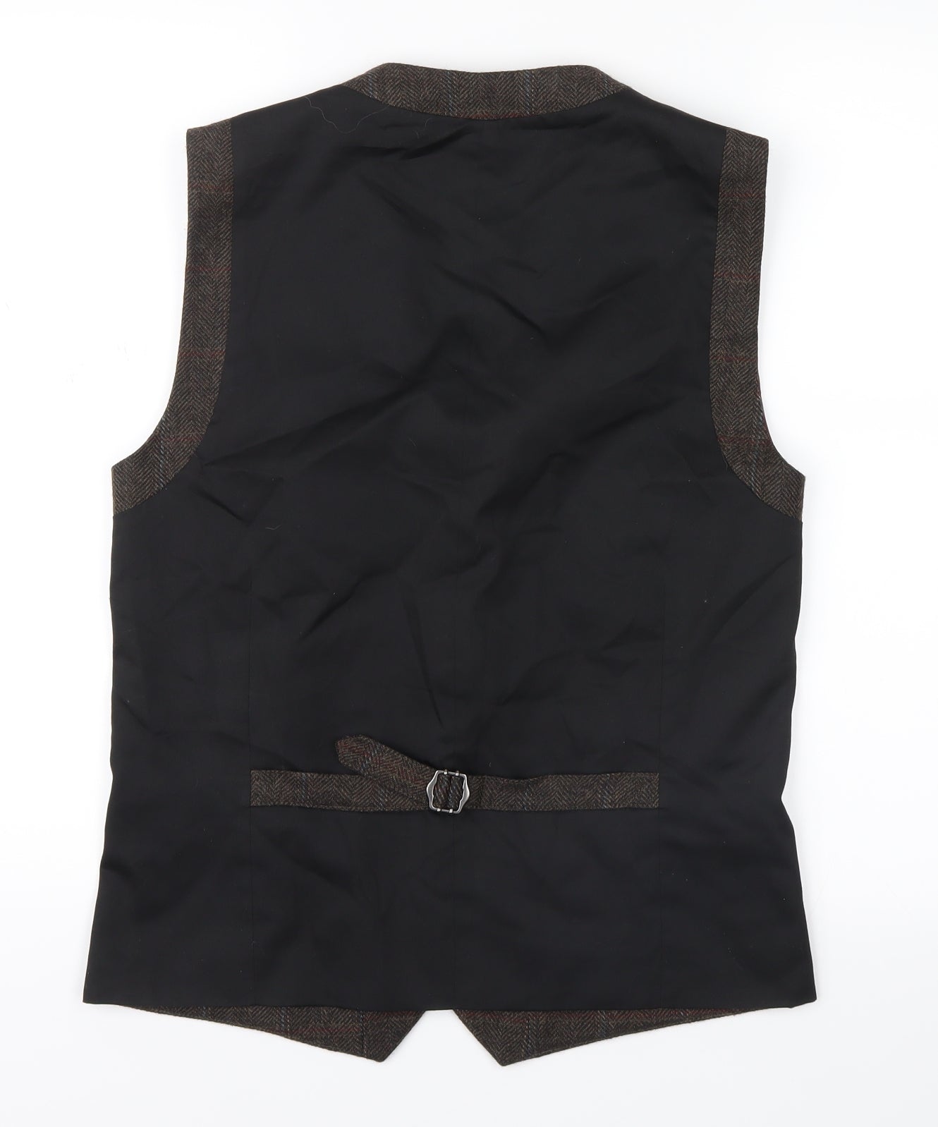 NEXT Mens Brown Check  Tuxedo Suit Waistcoat Size 36
