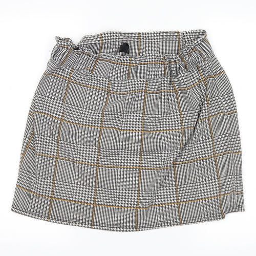 New Look Womens White Check  Mini Skirt Size 14