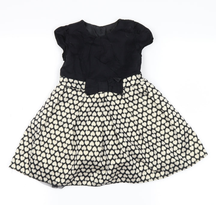 no brand Girls Gold   Skater Dress  Size 12-18 Months  - hearts