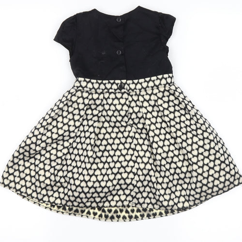 no brand Girls Gold   Skater Dress  Size 12-18 Months  - hearts