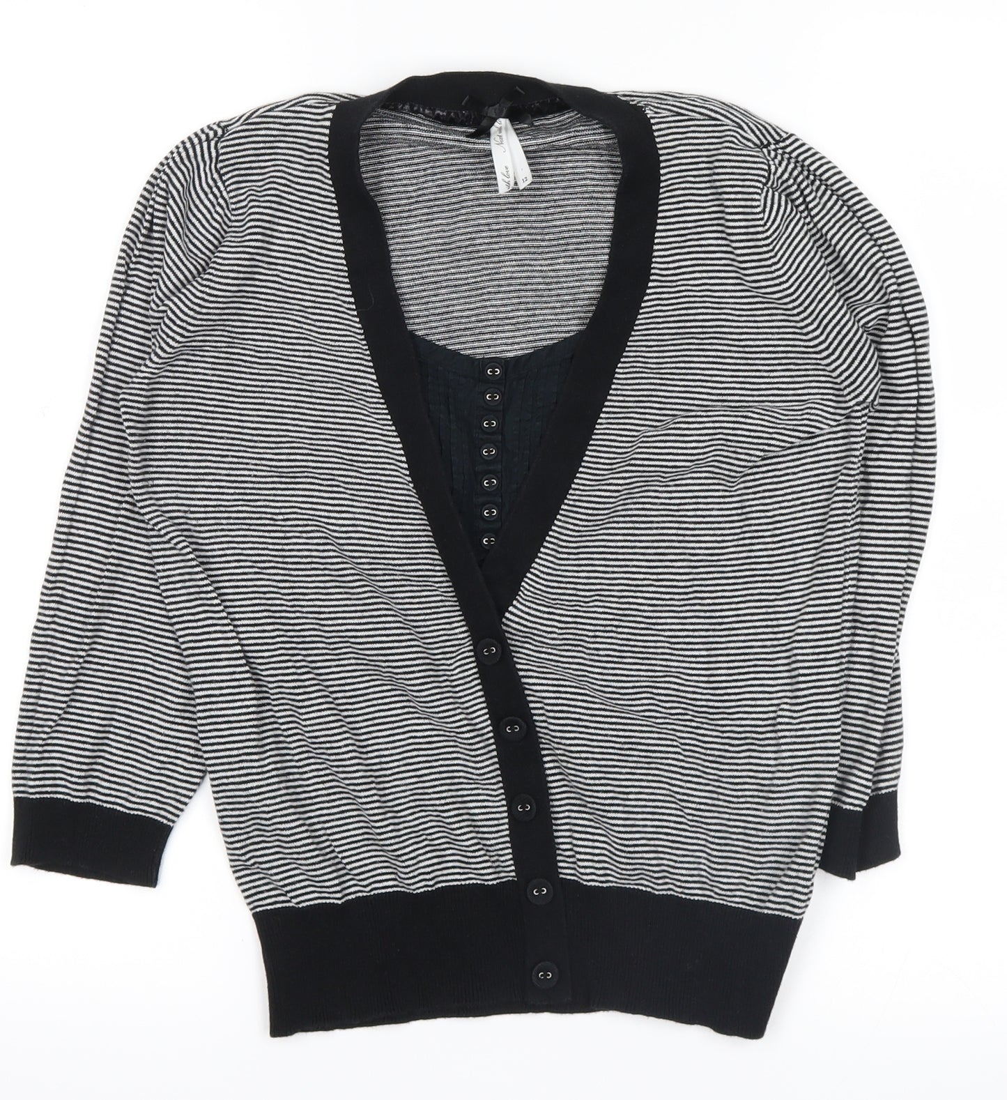 NEXT Womens Black Striped  Pullover Jumper Size 12