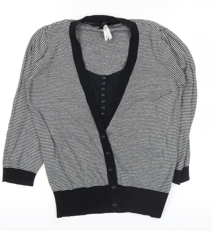 NEXT Womens Black Striped  Pullover Jumper Size 12