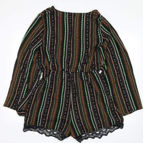 shein Womens Black Striped  Romper One-Piece Size XL