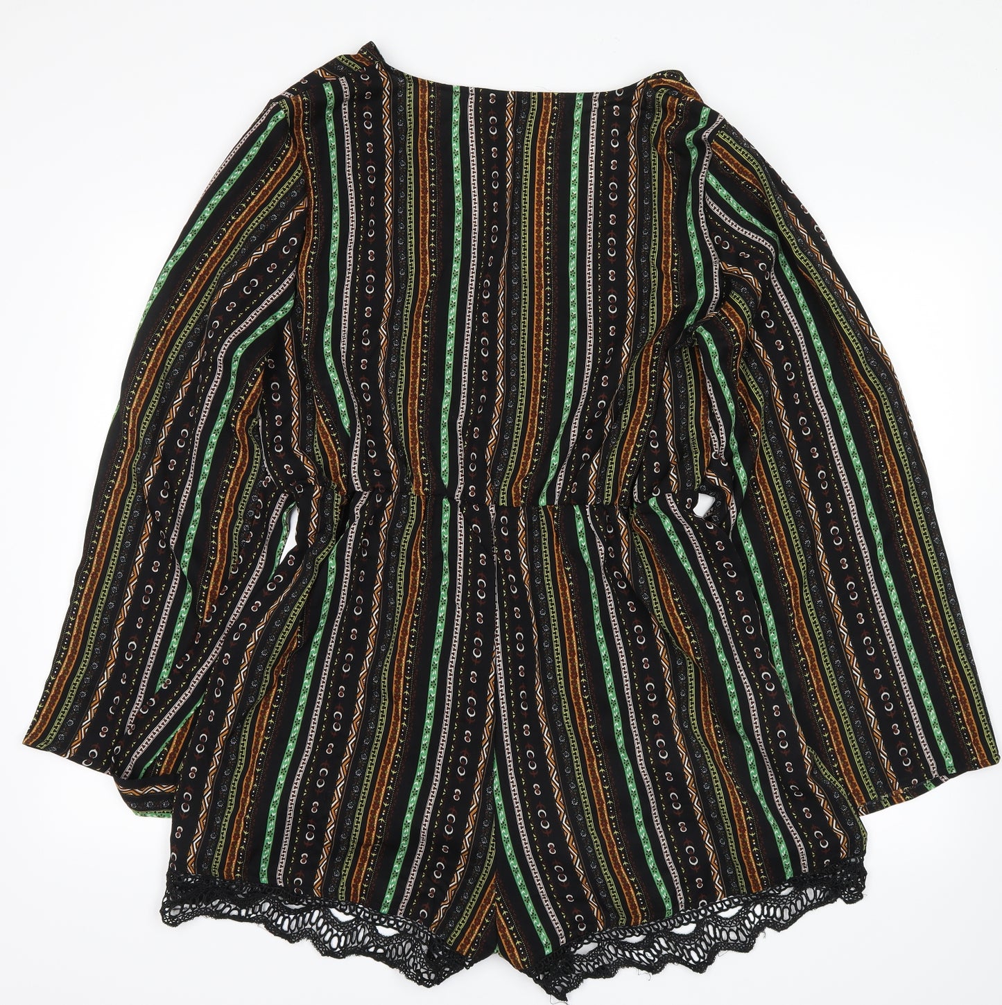 shein Womens Black Striped  Romper One-Piece Size XL