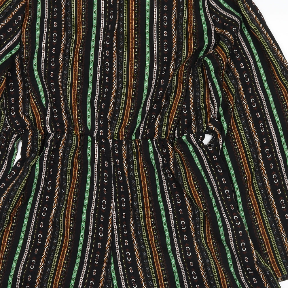 shein Womens Black Striped  Romper One-Piece Size XL