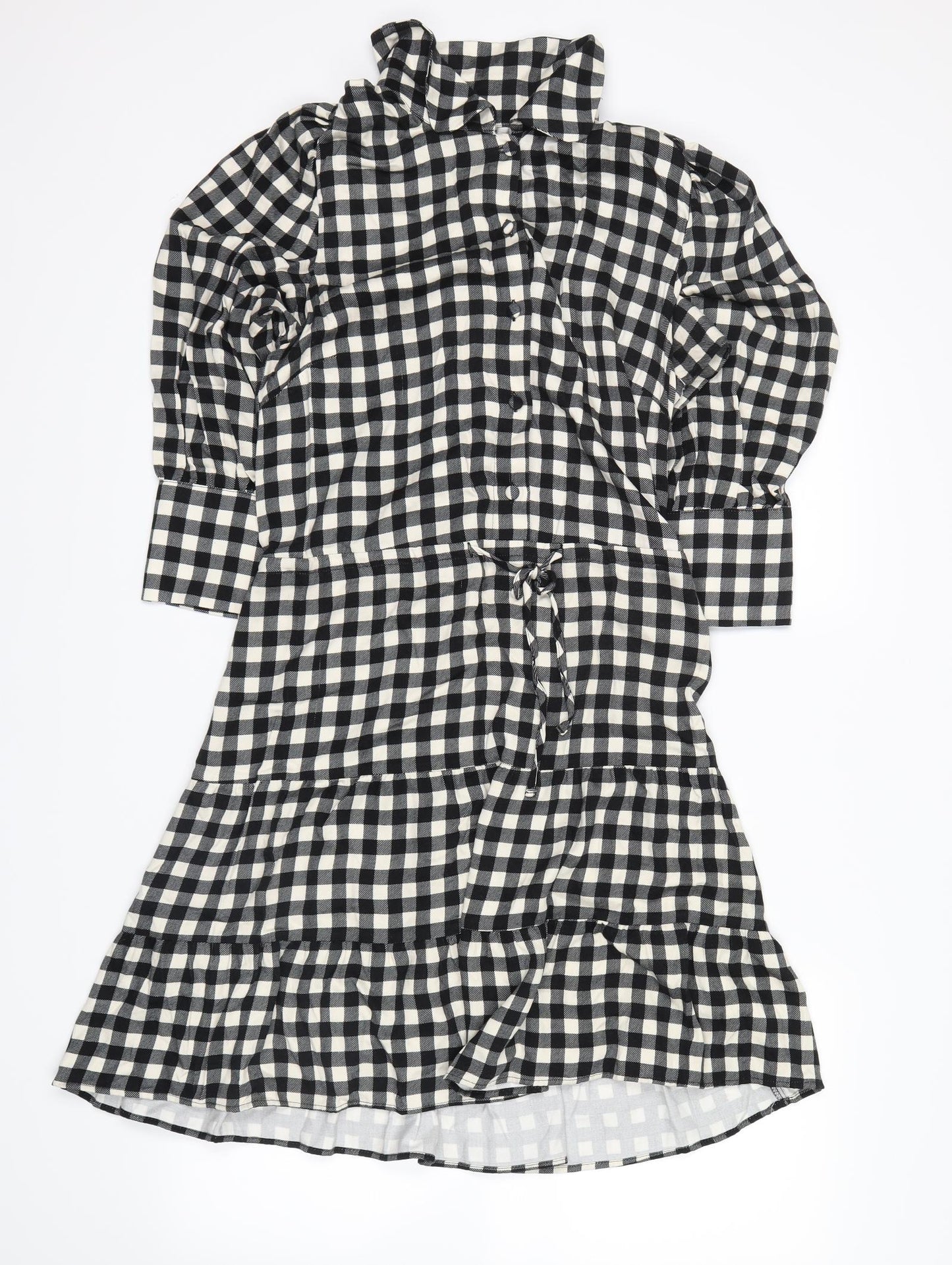 NEXT Womens Black Plaid  Shirt Dress  Size 12