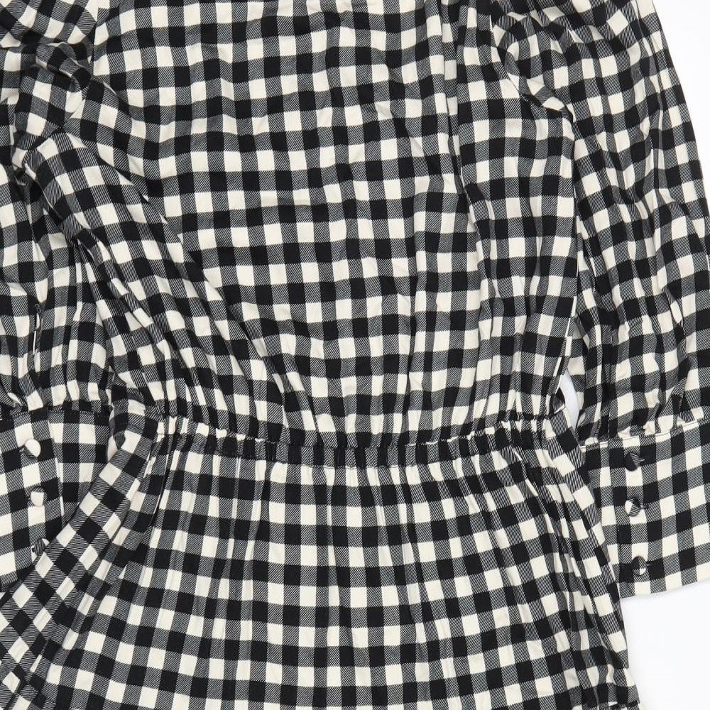 NEXT Womens Black Plaid  Shirt Dress  Size 12