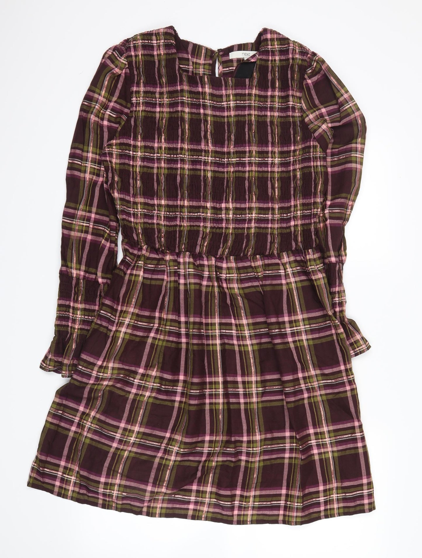 NEXT Womens Purple Plaid  Shirt Dress  Size 12