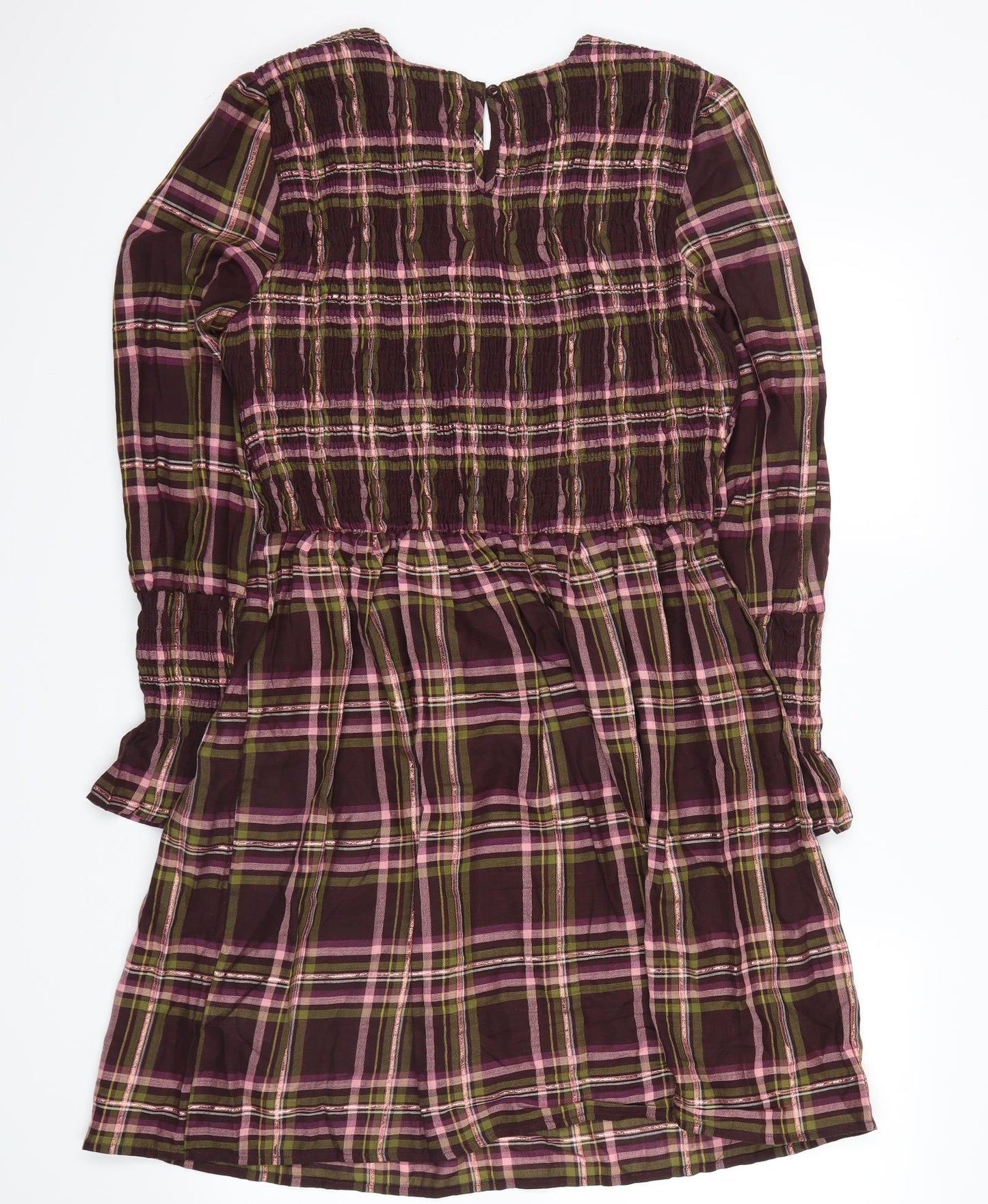 NEXT Womens Purple Plaid  Shirt Dress  Size 12