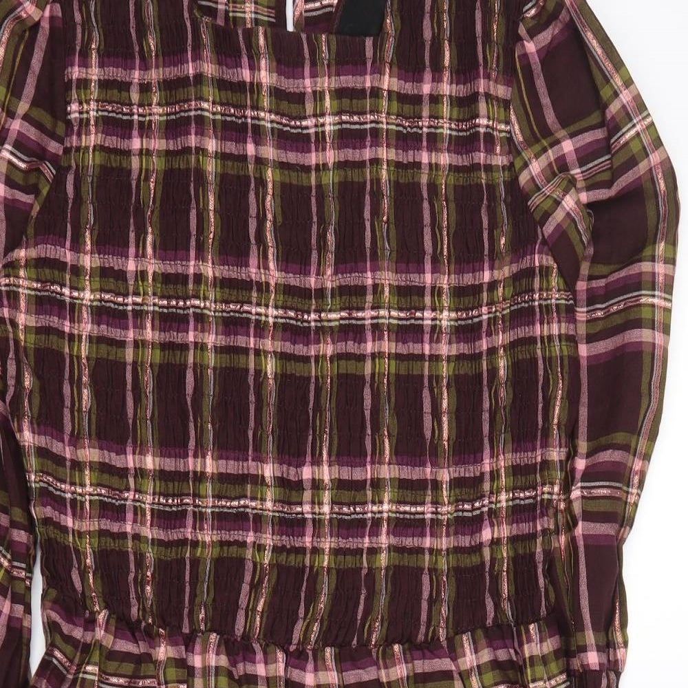 NEXT Womens Purple Plaid  Shirt Dress  Size 12