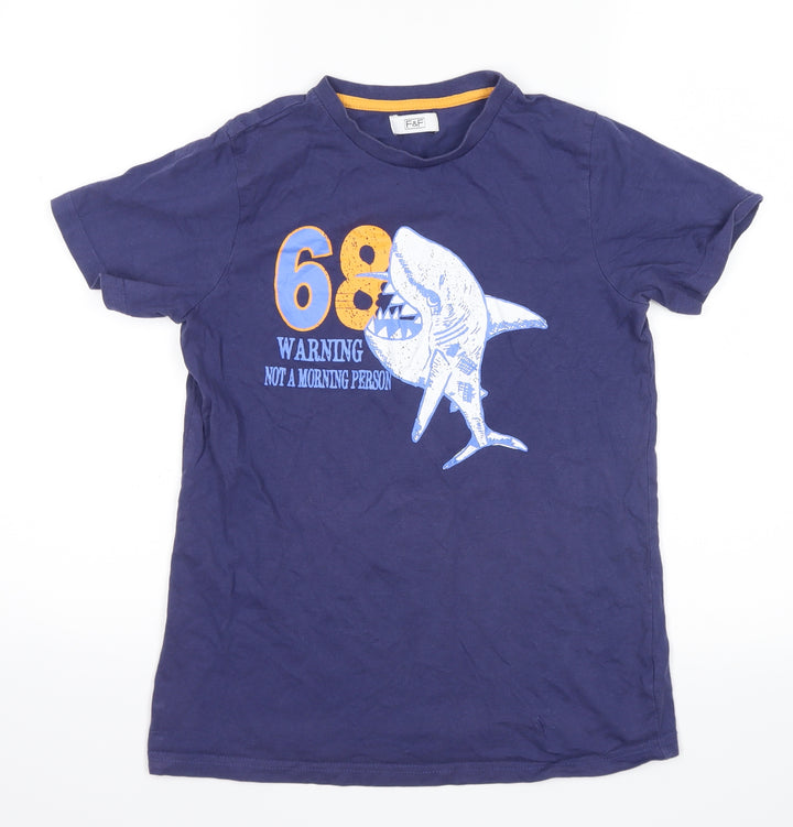 F&F Boys Blue Basic T-Shirt Size 11 Years - shark