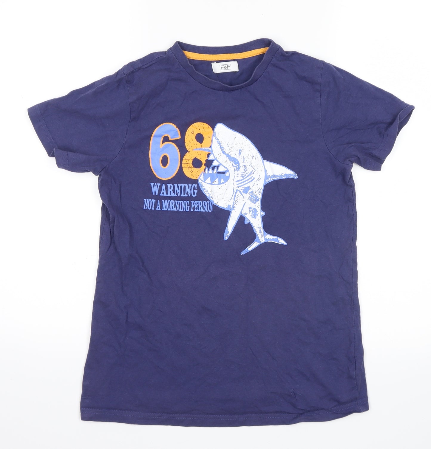 F&F Boys Blue   Basic T-Shirt Size 11 Years  - shark