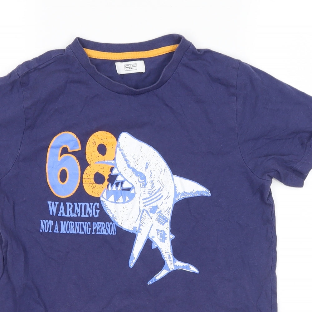 F&F Boys Blue   Basic T-Shirt Size 11 Years  - shark