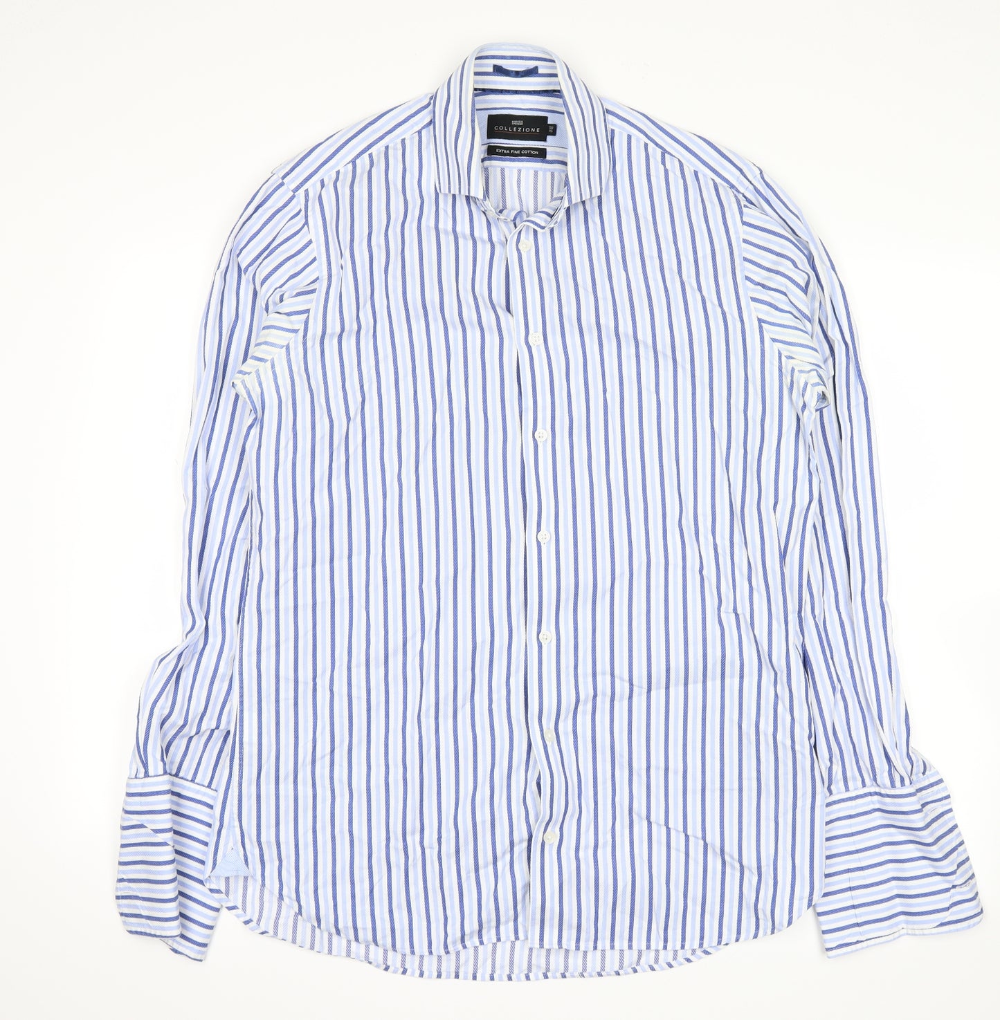 Marks and Spencer Mens Blue Striped   Dress Shirt Size 15