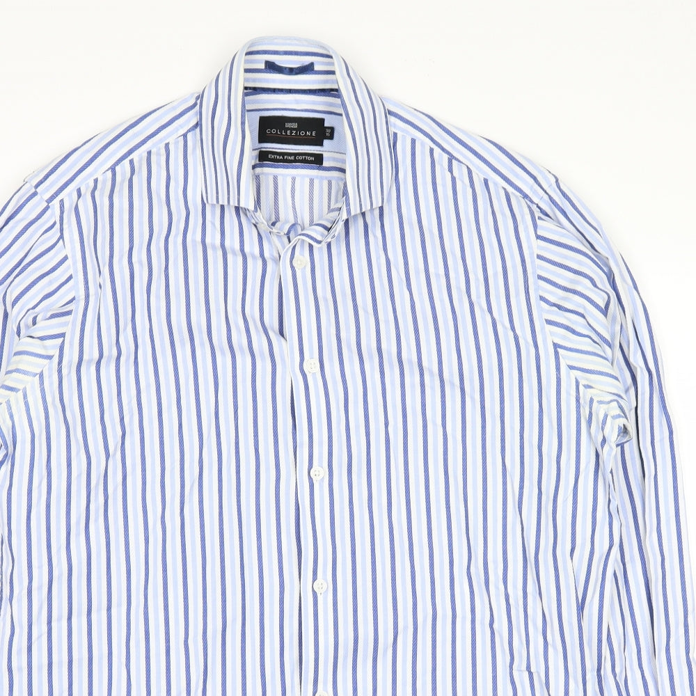 Marks and Spencer Mens Blue Striped   Dress Shirt Size 15