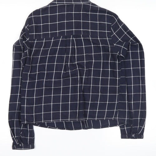 Marks and Spencer Womens Blue Check Flannel Basic Button-Up Size 6