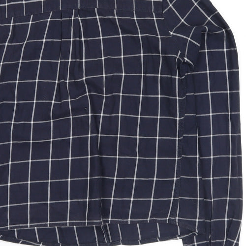 Marks and Spencer Womens Blue Check Flannel Basic Button-Up Size 6