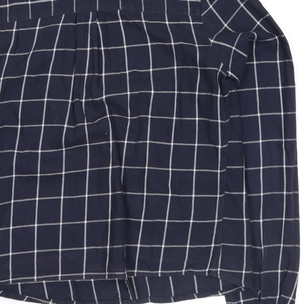 Marks and Spencer Womens Blue Check Flannel Basic Button-Up Size 6