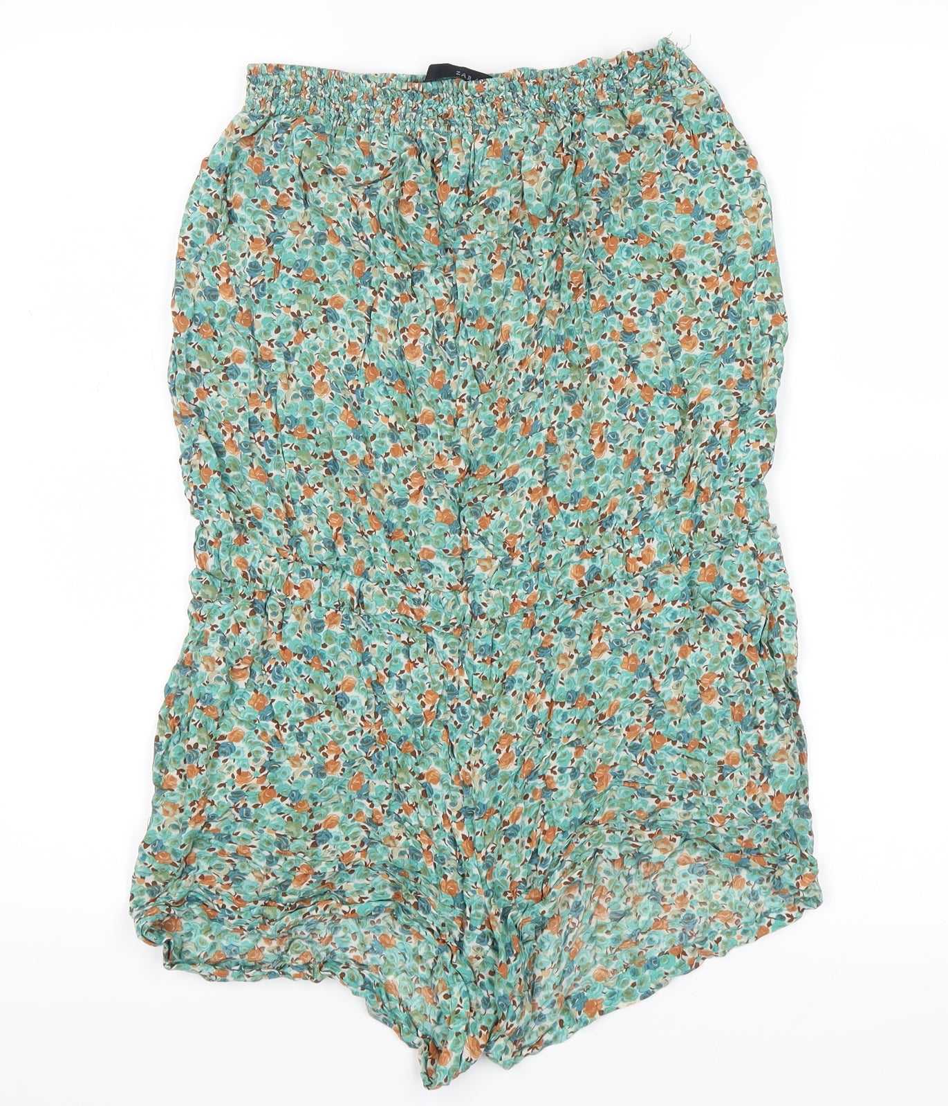 Zara Womens Green Floral  Shorts One-Piece Size S