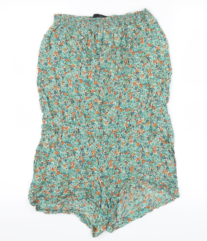 Zara Womens Green Floral  Shorts One-Piece Size S