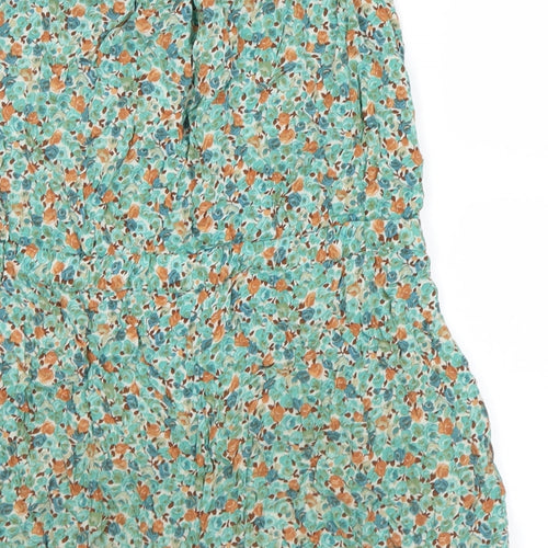 Zara Womens Green Floral  Shorts One-Piece Size S