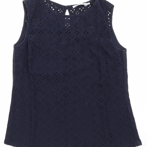 Amphora Womens Blue Floral  Basic T-Shirt Size 8