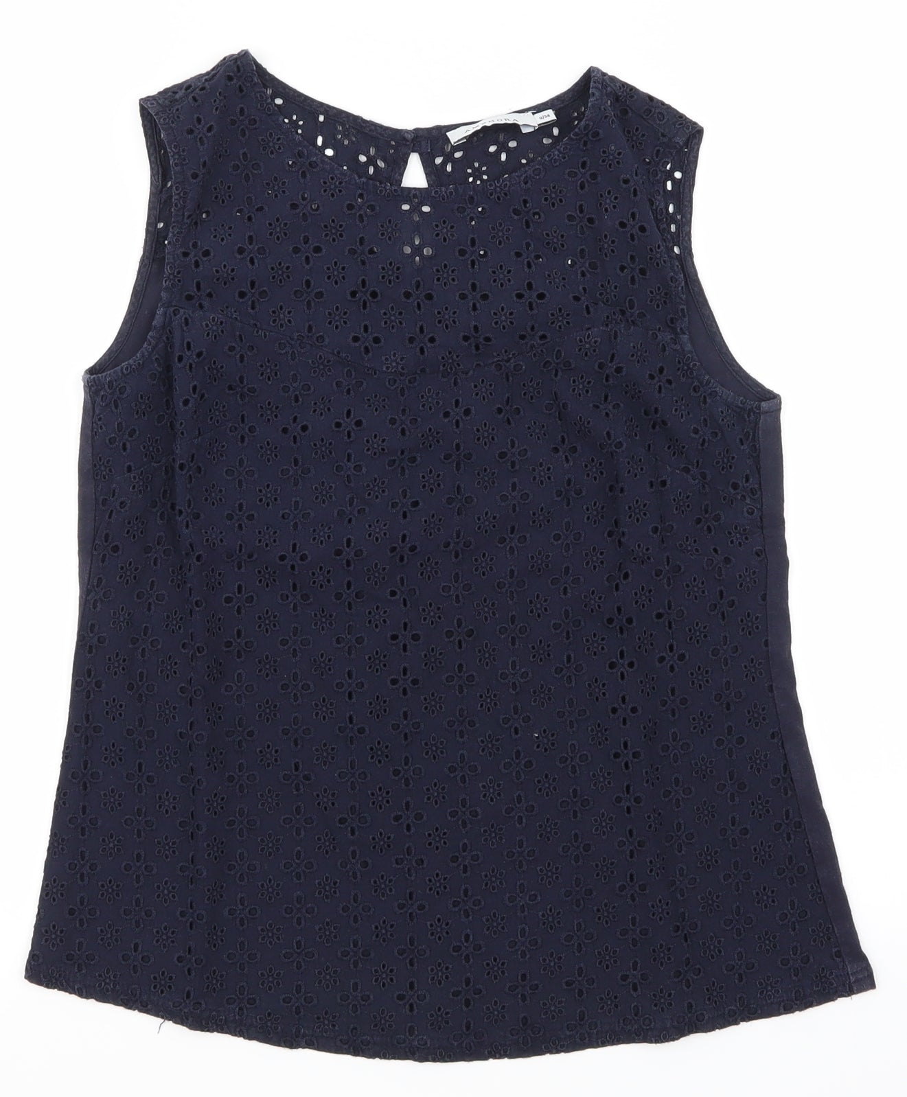 Amphora Womens Blue Floral  Basic T-Shirt Size 8