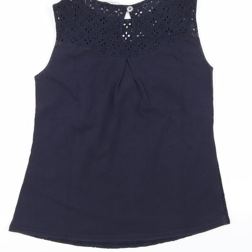 Amphora Womens Blue Floral  Basic T-Shirt Size 8