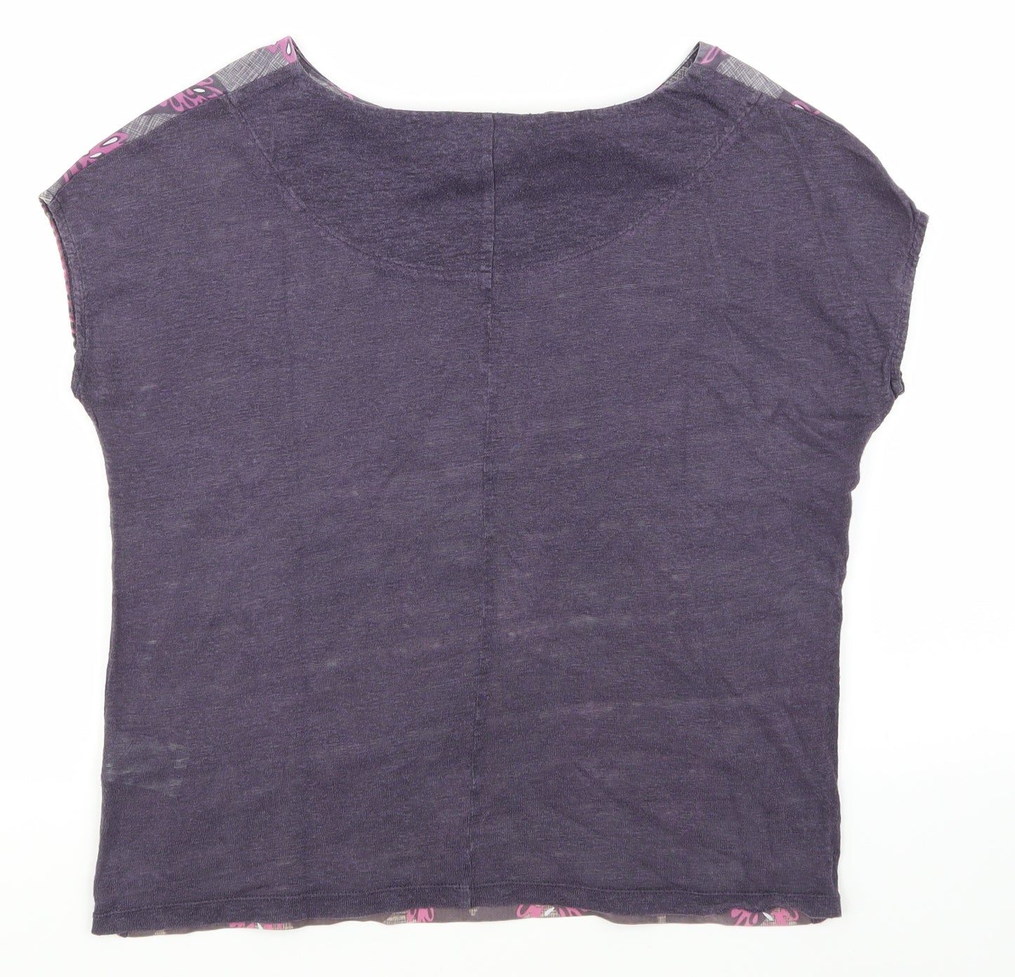 white suff Womens Purple Floral  Basic T-Shirt Size 6