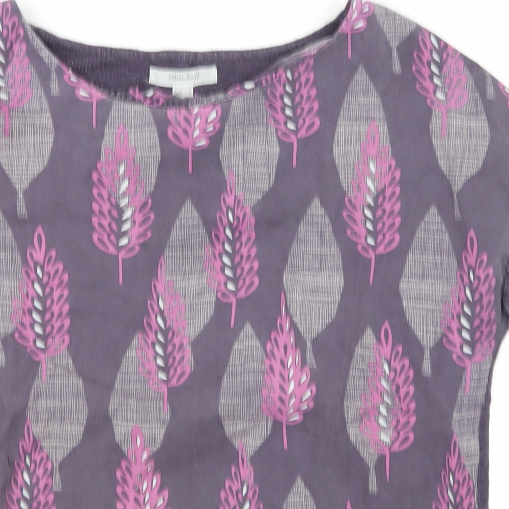 white suff Womens Purple Floral  Basic T-Shirt Size 6