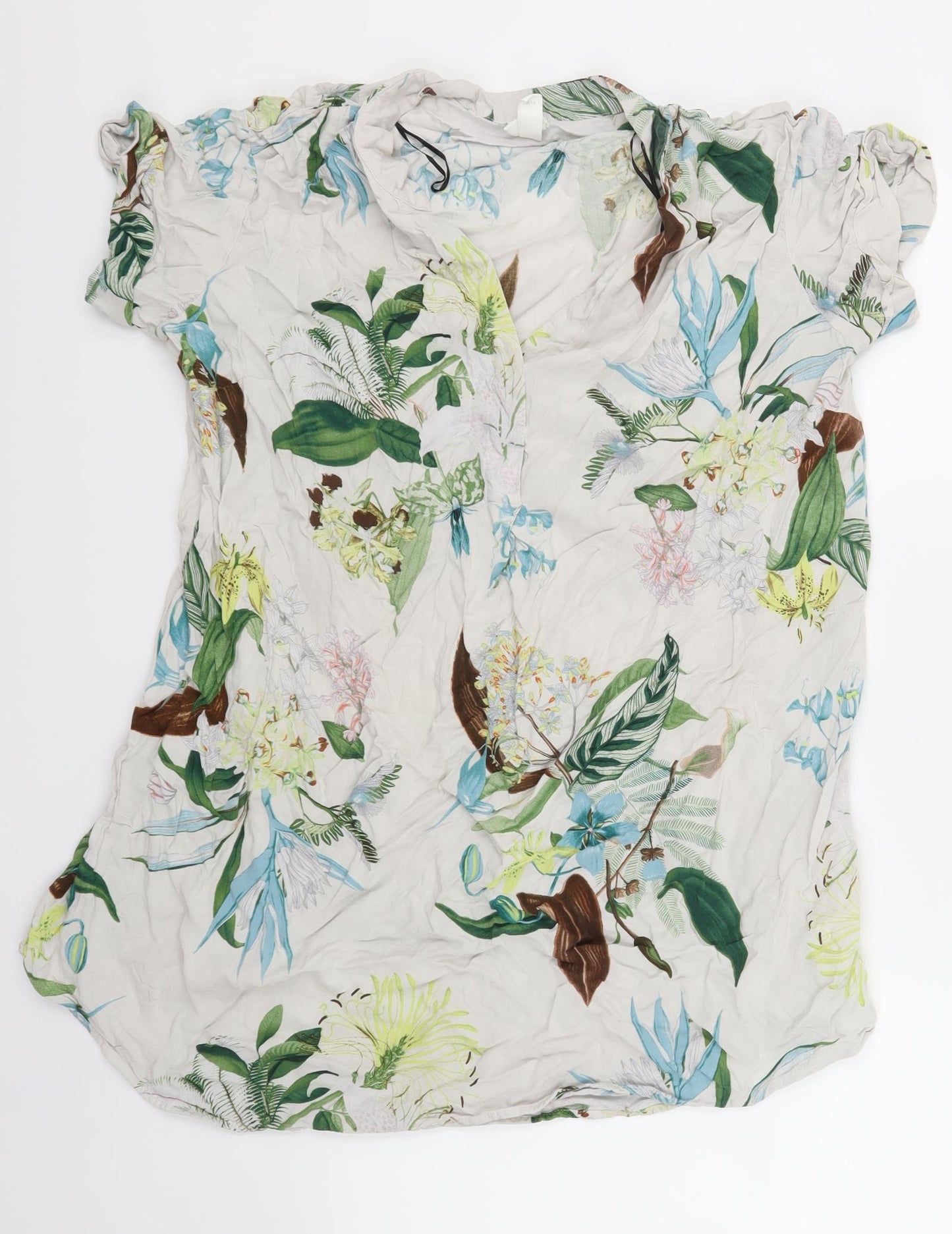 H&M  Womens Beige Floral  Basic T-Shirt Size 14