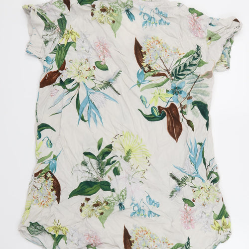 H&M  Womens Beige Floral  Basic T-Shirt Size 14