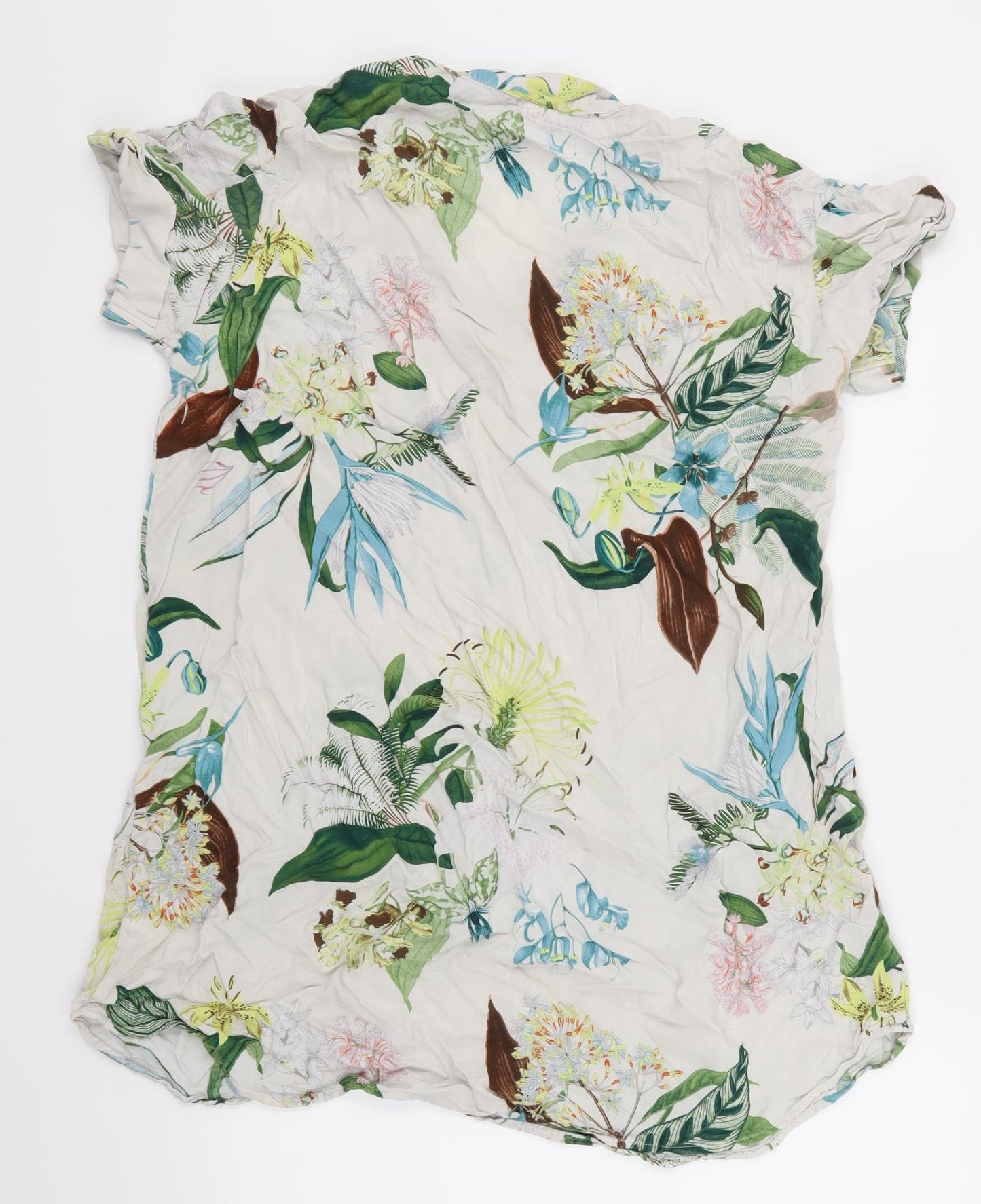 H&M  Womens Beige Floral  Basic T-Shirt Size 14