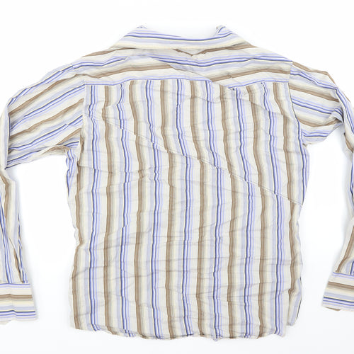 George  Mens Beige Striped   Dress Shirt Size L