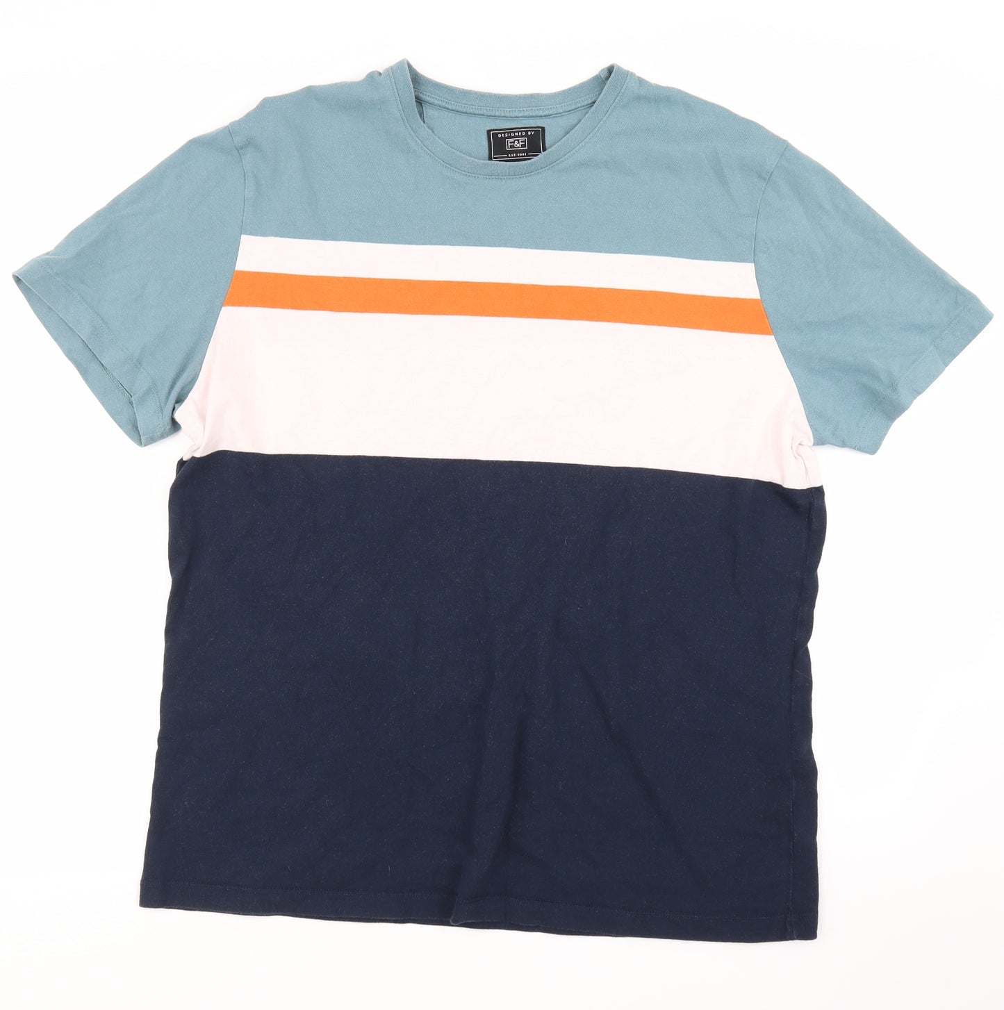 F&F Mens Blue Striped   T-Shirt Size XL