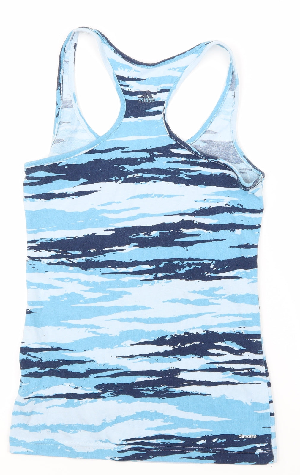 adidas Womens Blue Camouflage  Basic T-Shirt Size 2  - Gym Top