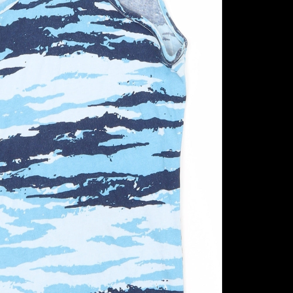adidas Womens Blue Camouflage  Basic T-Shirt Size 2  - Gym Top