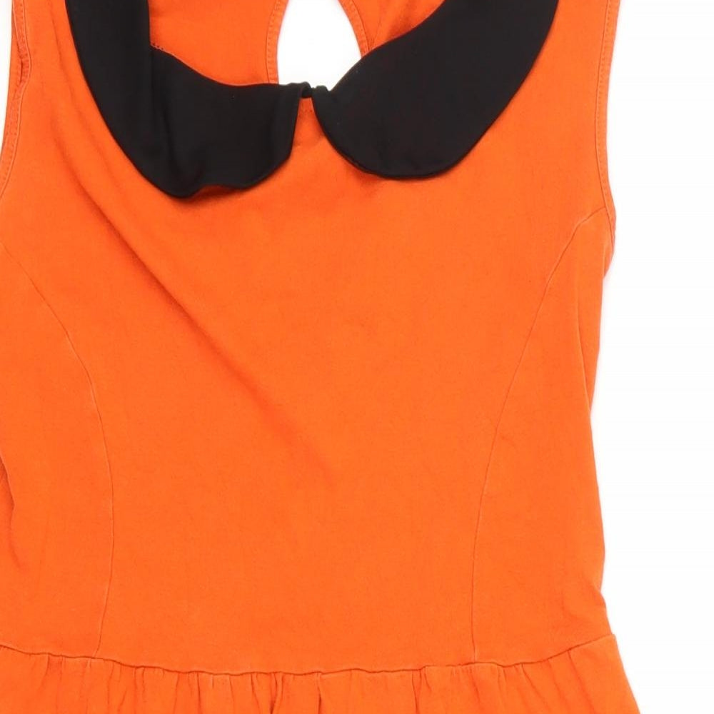 mise Womens Orange   Shirt Dress  Size 8