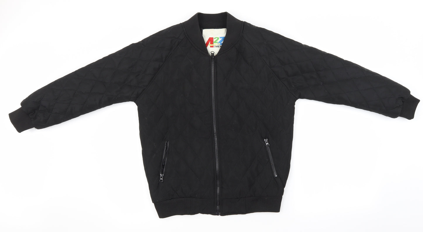 a2z trends Boys Black   Bomber Jacket Coat Size 11-12 Years