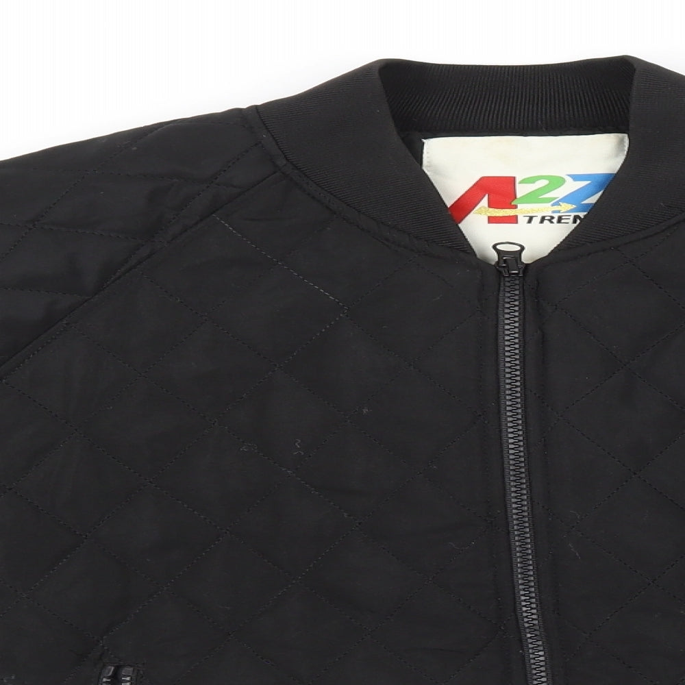 a2z trends Boys Black   Bomber Jacket Coat Size 11-12 Years