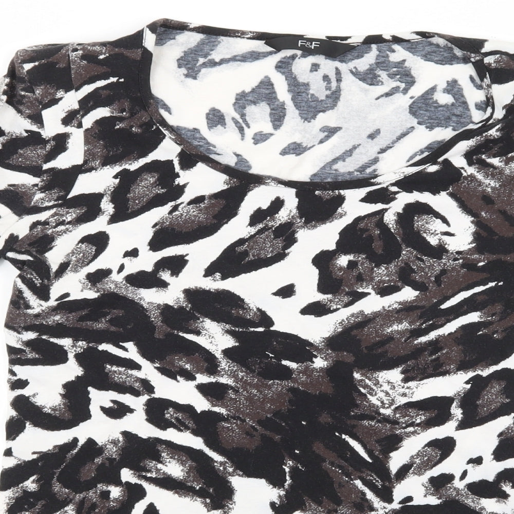 F&F Womens White Animal Print  Basic T-Shirt Size 12