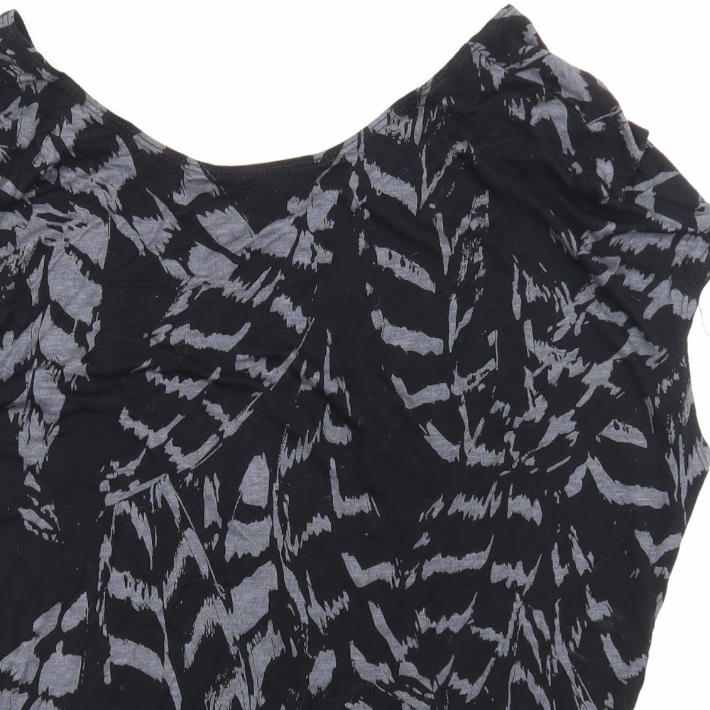 Dorothy Perkins Womens Black Floral  Basic T-Shirt Size 8