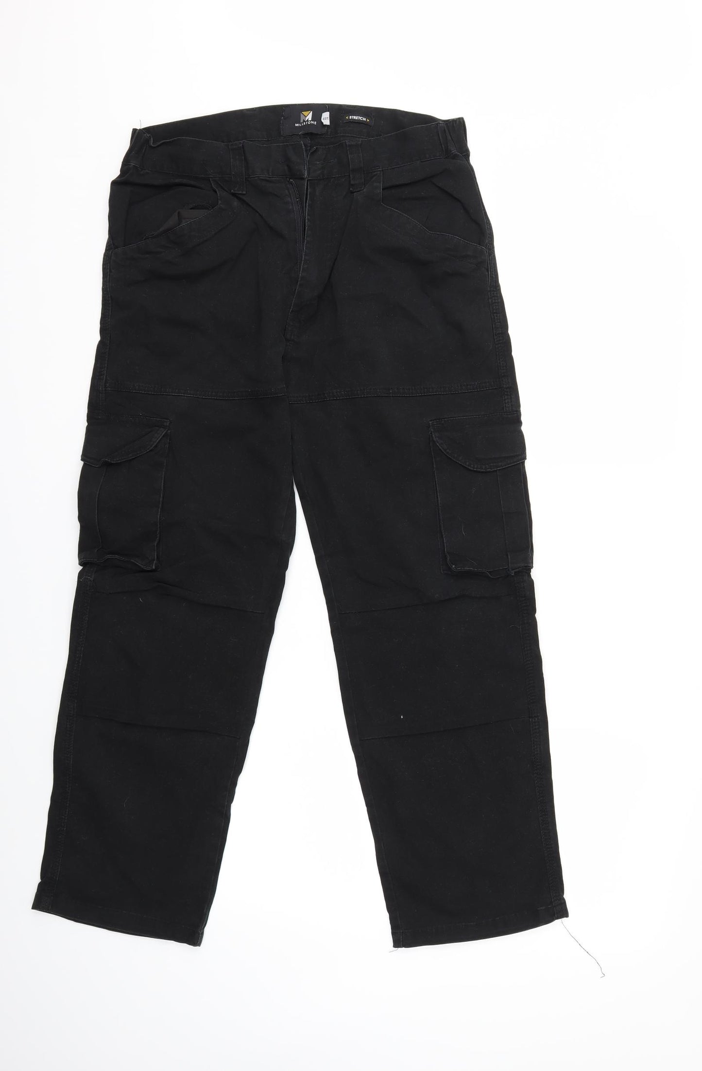 Millstone Mens Black   Cargo Trousers Size 32 in L26 in