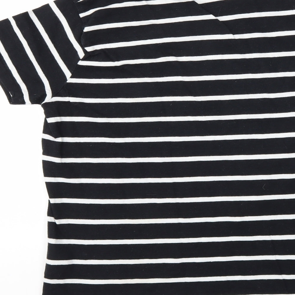 NEXT Girls Black Striped  Basic T-Shirt Size 12 Years