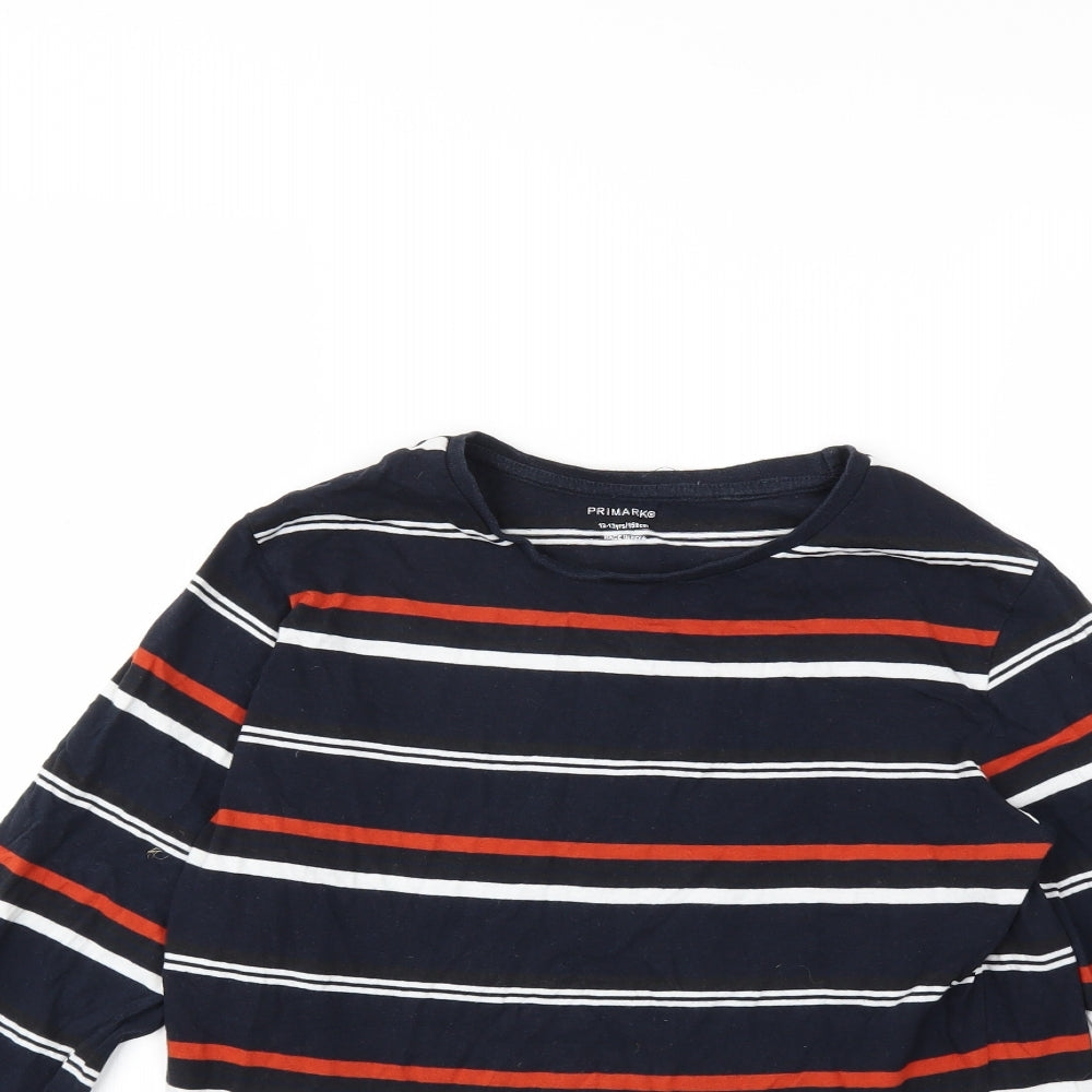 Primark Boys Brown Striped  Basic T-Shirt Size 12 Years