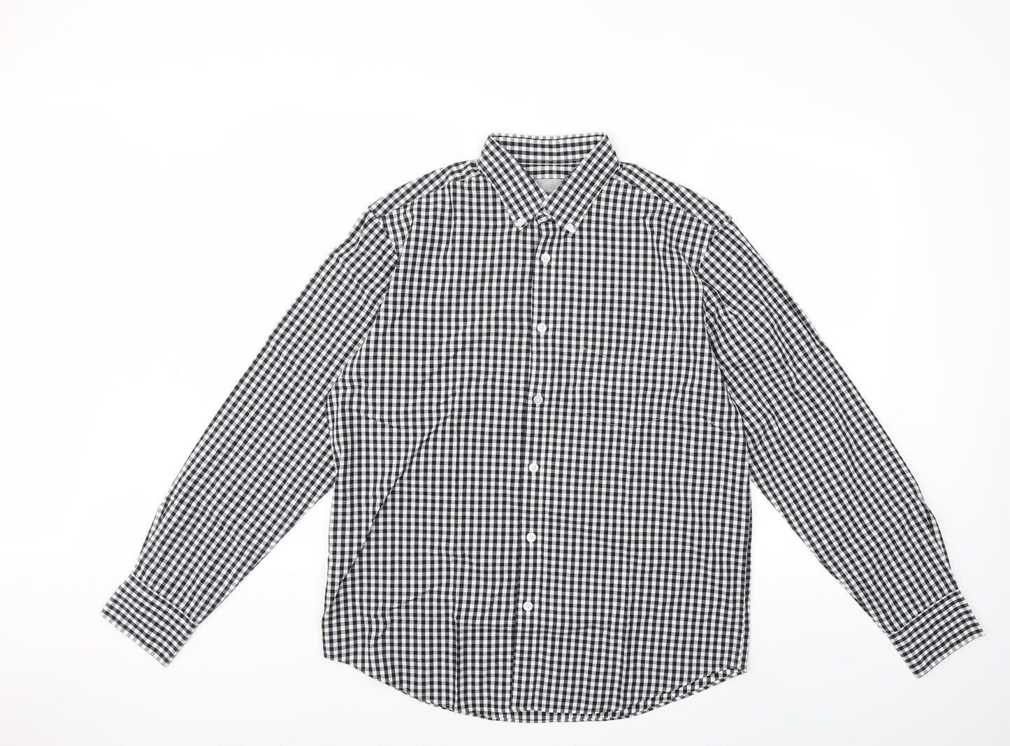 Marks and Spencer Mens Black Check   Button-Up Size M